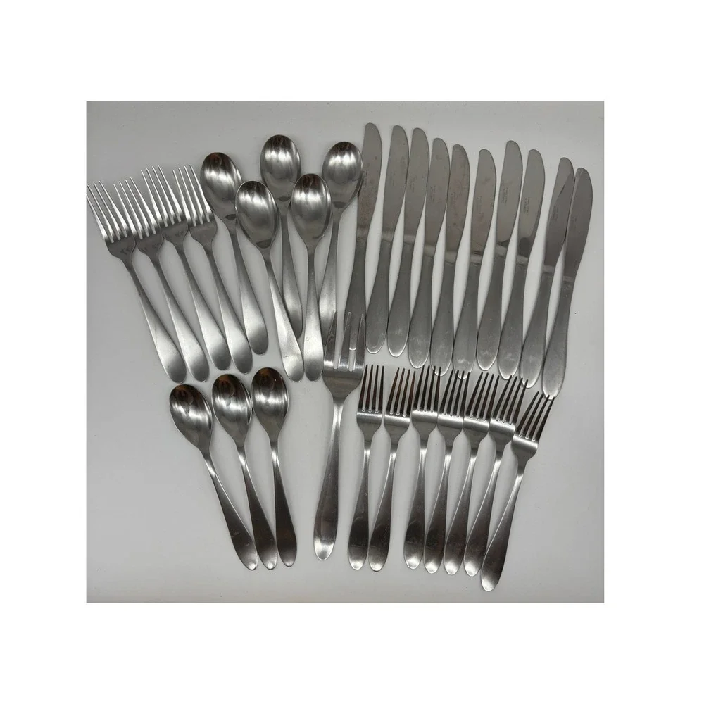 Cambridge Apex Flatware 30pc Silver Stainless Steel Modern Satin Brushed